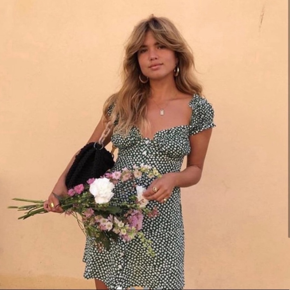 With Jean Green Floral Mini Dress